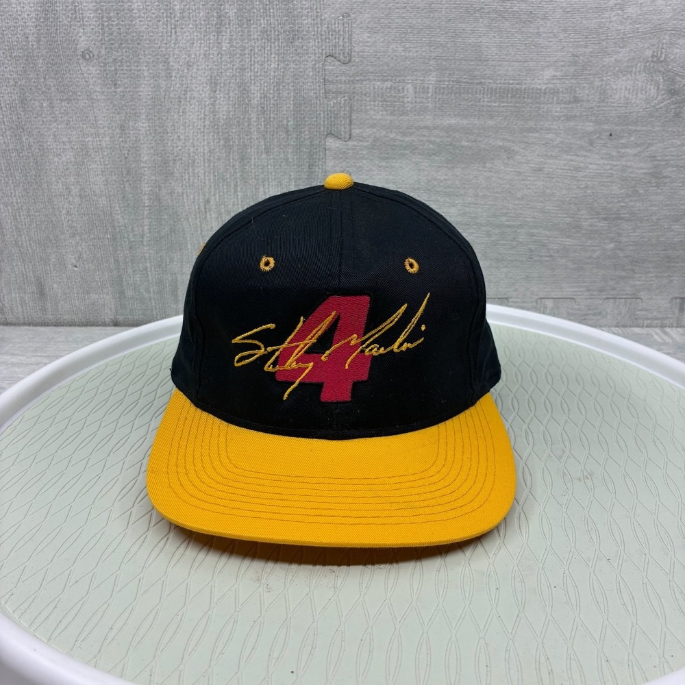 NWT Vintage Sterling Marlin Hat Cap Snapback Black Yellow NASCAR Racing